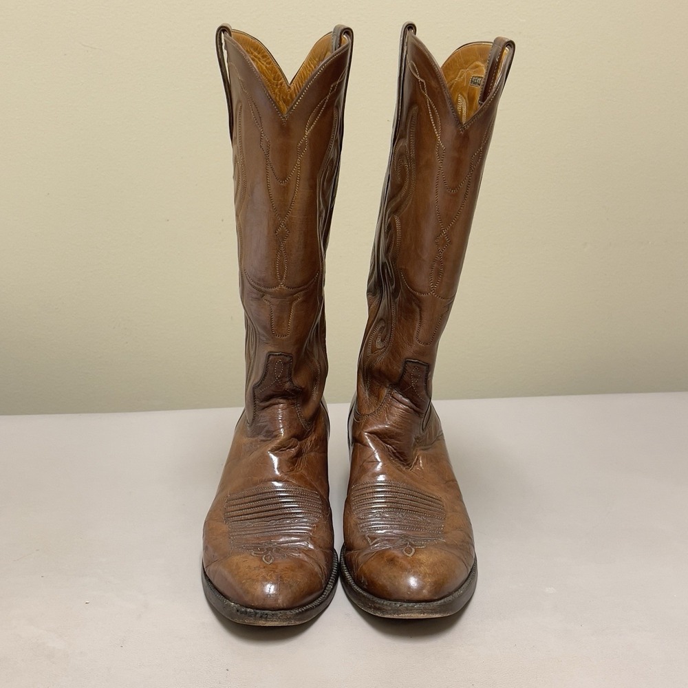 Vintage SAS Bootmaker Cowboy Boots Men 9B Brown Leather Western Rodeo Shoes‎ USA - Picture 16 of 16